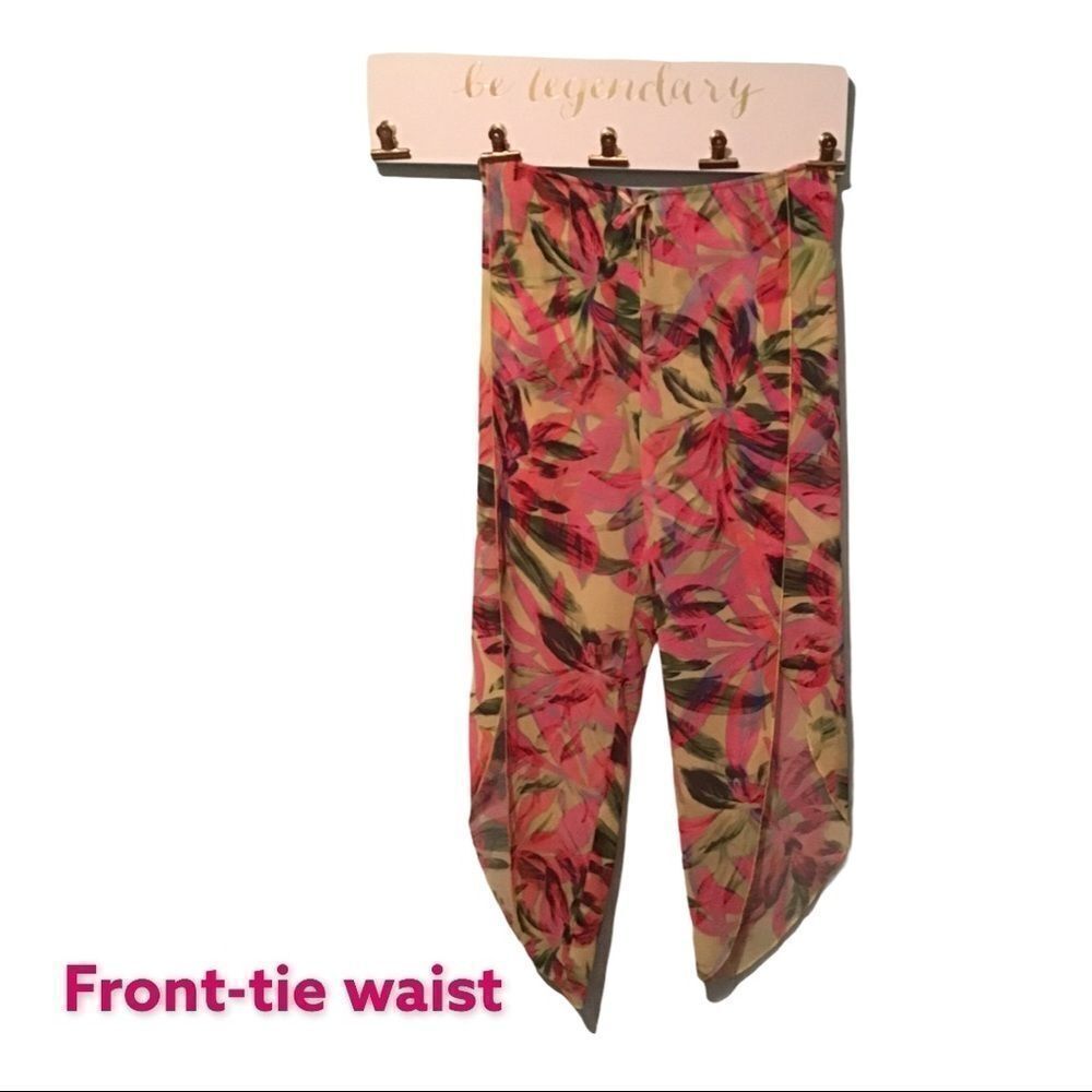 Guess by Marciano Tropical Split Leg Cover up Pants Size 42 Beachy Tropical